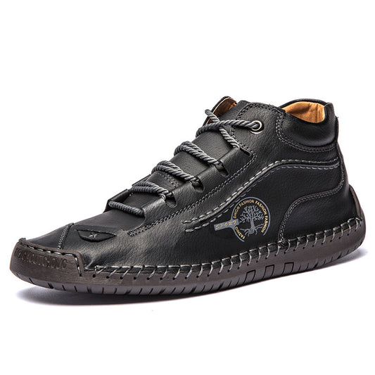 (⏰LAST DAY - 50% OFF🛒)Men's Retro Hand-Stitched Pigskin Boots – Wide Toe, Breathable, Non-Slip, Arch Support, Memory Foam Insole, Lightweight & Comfortable for Walking & Driving