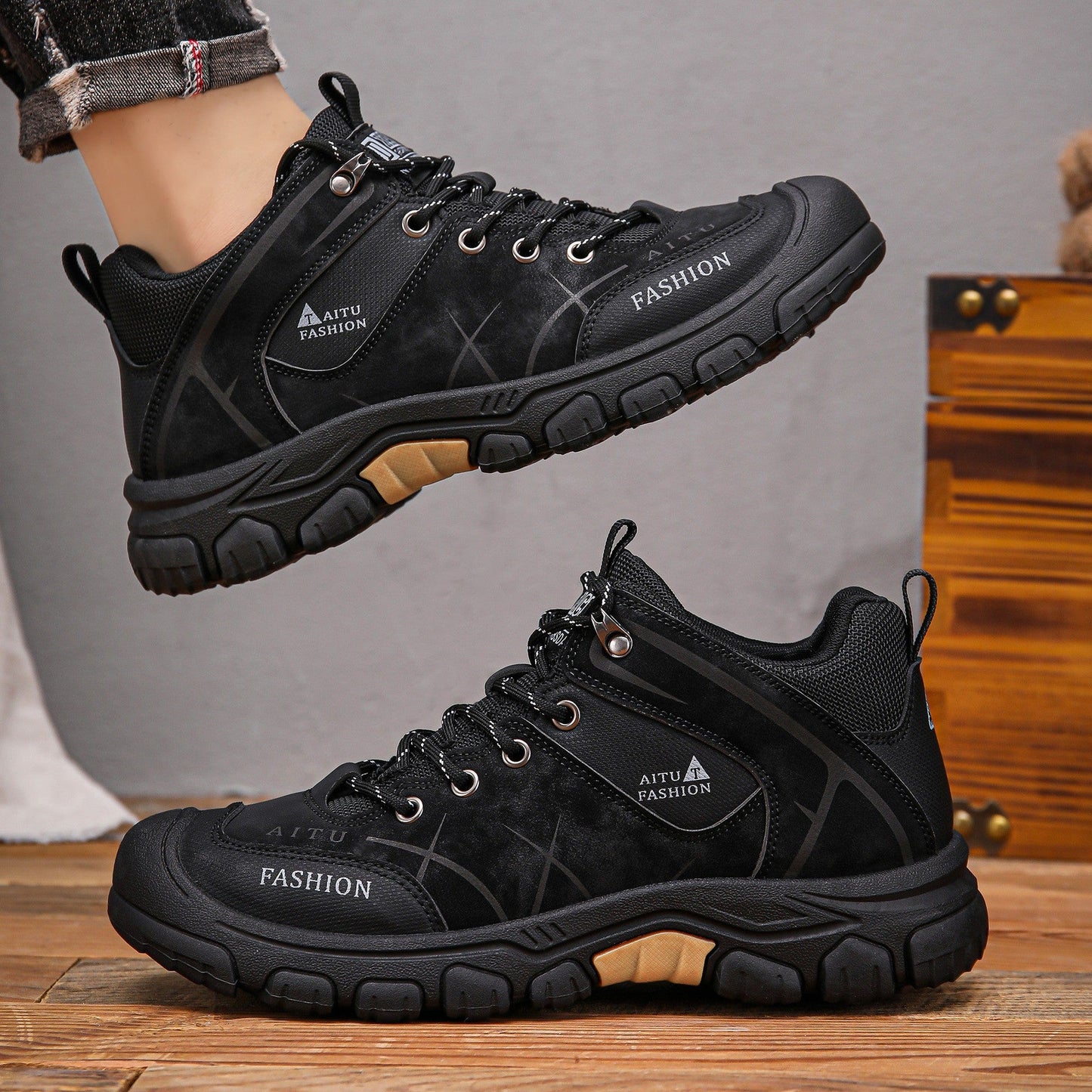 (📢LAST DAY-49% OFF🛒)Men's Outdoor Hiking Shoes – Waterproof, Non-Slip, Puncture-Proof & Smash-Proof with Arch Support & Wide Toe – Perfect for Daily Wear & Outdoor Adventures
