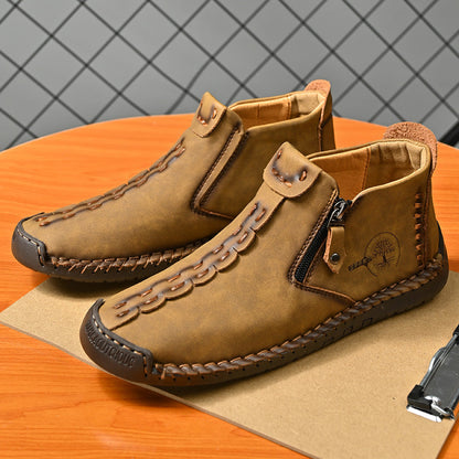 Women's Casual Fashion Non-slip Leather Medieval Slip-on Boots