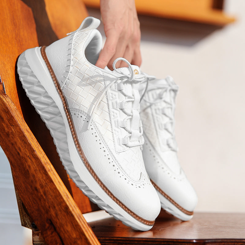 👟LAST DAY - 60% OFF⏰ Men’s Comfortable Lace-Up Brogue Sneakers – Ultra-Lightweight & Breathable Woven Upper, Arch Support, Wide-Toe Fit, Shock-Absorbing Sole for All-Day Comfort