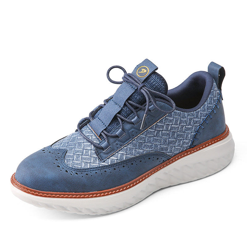 ⏰LAST DAY - 60% OFF🛒 Men’s Comfortable Lace-Up Brogue Sneakers – Ultra-Lightweight & Breathable Woven Upper, Arch Support, Wide-Toe Fit, Shock-Absorbing Sole for All-Day Comfort
