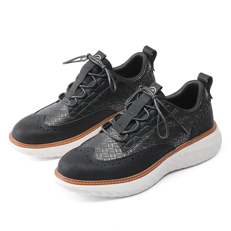 👟LAST DAY - 60% OFF⏰ Men’s Comfortable Lace-Up Brogue Sneakers – Ultra-Lightweight & Breathable Woven Upper, Arch Support, Wide-Toe Fit, Shock-Absorbing Sole for All-Day Comfort