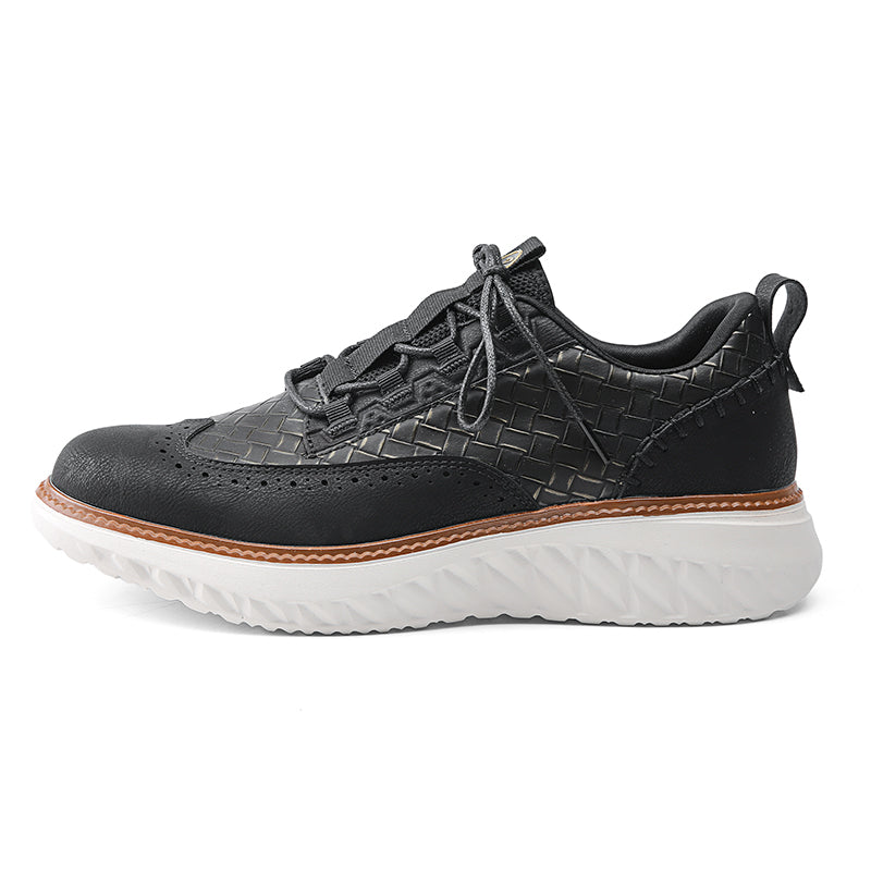 ⏰LAST DAY - 60% OFF🛒 Men’s Comfortable Lace-Up Brogue Sneakers – Ultra-Lightweight & Breathable Woven Upper, Arch Support, Wide-Toe Fit, Shock-Absorbing Sole for All-Day Comfort
