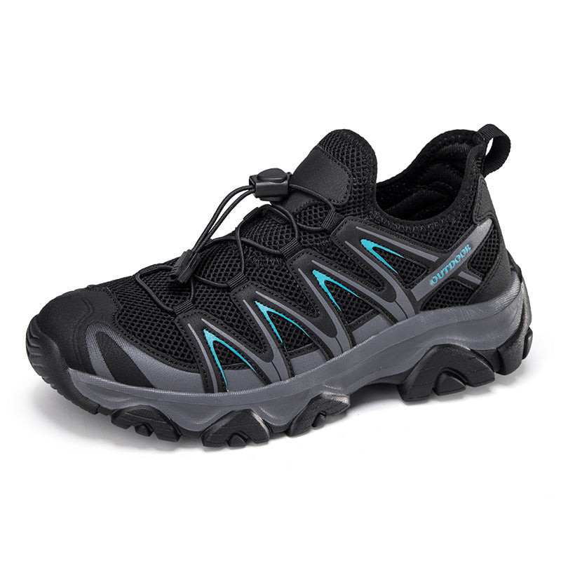 ⏰LAST DAY – 60% OFF🛒 Men's Lightweight Breathable Outdoor Hiking Shoes with Elastic Laces - Comfortable Running and Trekking Sneakers