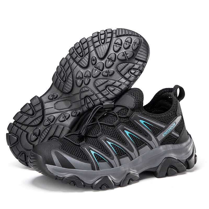 ⏰LAST DAY – 60% OFF🛒 Men's Lightweight Breathable Outdoor Hiking Shoes with Elastic Laces - Comfortable Running and Trekking Sneakers