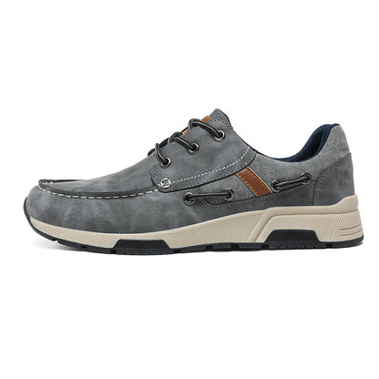 ⏰Limited Time 60% OFF🛒 Men's Comfortable Lace-Up Walking Shoes – Washed Denim-Style Leather With Arch Support, Heel Pain Relief & All-Day Comfort for Casual Daily Wear