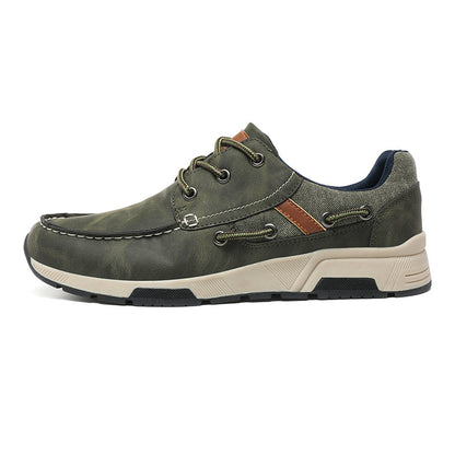 ⏰Limited Time 60% OFF🛒 Men's Comfortable Lace-Up Walking Shoes – Washed Denim-Style Leather With Arch Support, Heel Pain Relief & All-Day Comfort for Casual Daily Wear