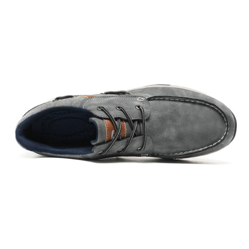 ⏰Limited Time 60% OFF🛒 Men's Comfortable Lace-Up Walking Shoes – Washed Denim-Style Leather With Arch Support, Heel Pain Relief & All-Day Comfort for Casual Daily Wear