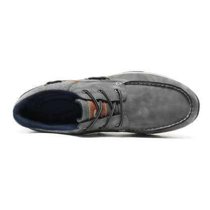 ⏰Limited Time 60% OFF🛒 Men's Comfortable Lace-Up Walking Shoes – Washed Denim-Style Leather With Arch Support, Heel Pain Relief & All-Day Comfort for Casual Daily Wear