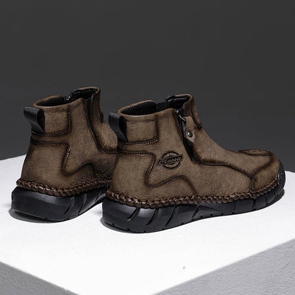 Men's Orthopedic Safety Off-Road Leather Boots - Lightweight ; Round Toe ; Ankle Protection ; Arch Support ; Non-Slip ; Durable for 3 years