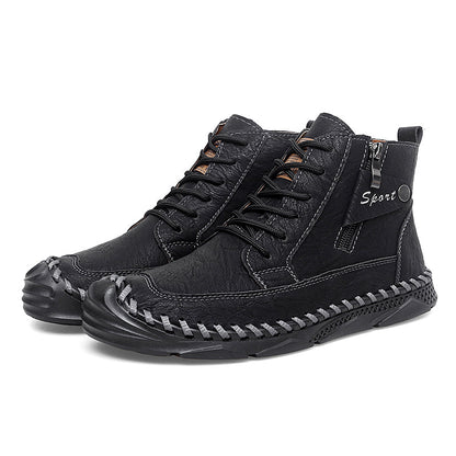 ⏰Clearance Sale-70%OFF🔥Men’s Easy-On Leather Motorcycle Boots – Lightweight Desert Style with Ankle Support & Anti-Slip Sole for Long Rides and Daily Commutes