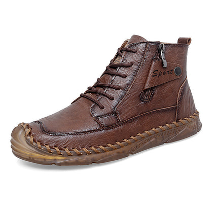 ⏰Clearance Sale-70%OFF🔥Men’s Easy-On Leather Motorcycle Boots – Lightweight Desert Style with Ankle Support & Anti-Slip Sole for Long Rides and Daily Commutes