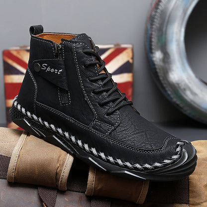 ⏰Clearance Sale-70%OFF🔥Men’s Easy-On Leather Motorcycle Boots – Lightweight Desert Style with Ankle Support & Anti-Slip Sole for Long Rides and Daily Commutes