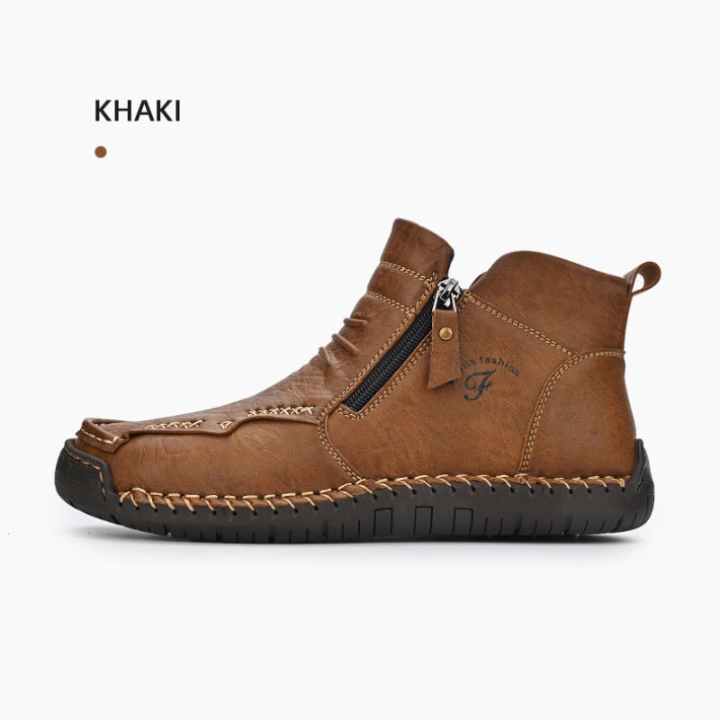 💥Last day deals💥Mens Everyday Leather Zipper Arch Support Non-Slip Boots