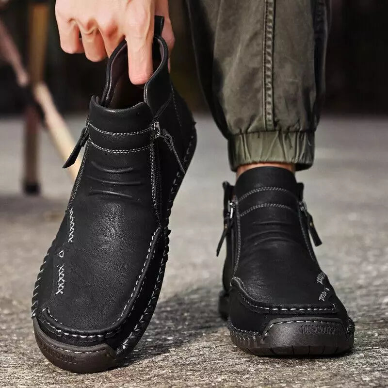 💥Last day deals💥Mens Everyday Leather Zipper Arch Support Non-Slip Boots