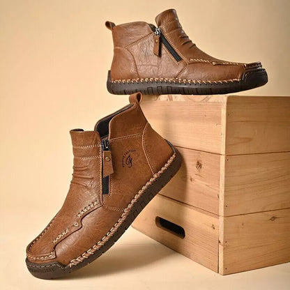 💥Last day deals💥Mens Everyday Leather Zipper Arch Support Non-Slip Boots