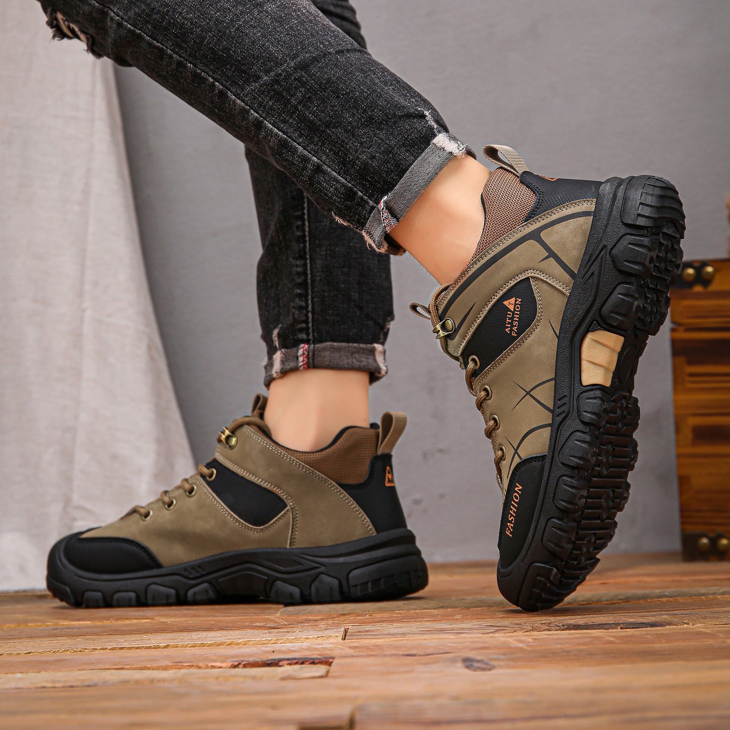(📢LAST DAY-49% OFF🛒)Men's Outdoor Hiking Shoes – Waterproof, Non-Slip, Puncture-Proof & Smash-Proof with Arch Support & Wide Toe – Perfect for Daily Wear & Outdoor Adventures