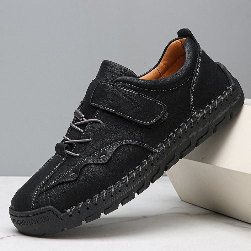 ⏰Promotion - 50% OFF🔥GARB®Men's Handcrafted Leather Orthopedic Loafers - Wide Toe Box, Adjustable Hook & Loop Strap