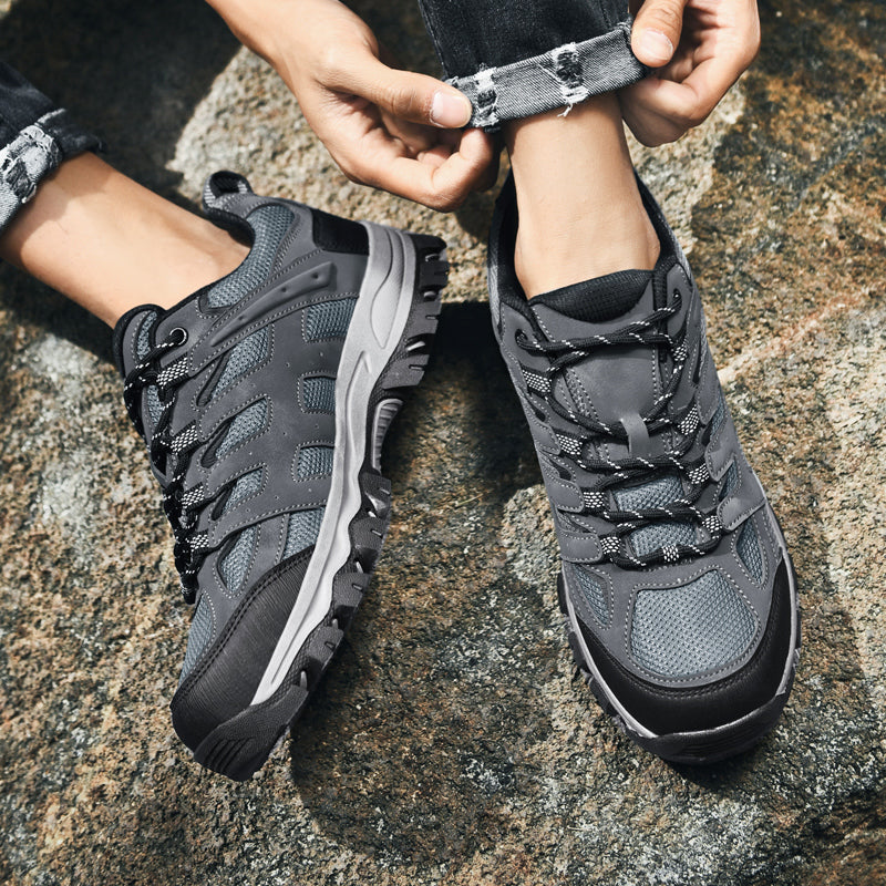 ⏰Limited Time 60% OFF🛒 Men's Outdoor Hiking Shoes – Breathable Waterproof Low-Cut Walking Shoes with Non-Slip Traction, Abrasion-Proof Build & Orthopedic Wide Toe Arch Support