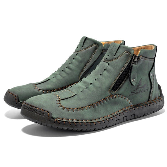 (⏰LAST DAY - 50% OFF🛒)Men's Premium Handmade Leather Boots with Wide Toe Box Enhanced Arch Support Durable Non Slip Sole and All Day Comfort for Work and Casual Wear