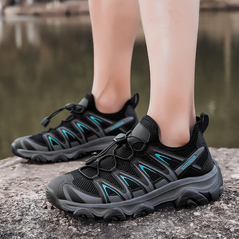 ⏰LAST DAY – 60% OFF🛒 Men's Lightweight Breathable Outdoor Hiking Shoes with Elastic Laces - Comfortable Running and Trekking Sneakers