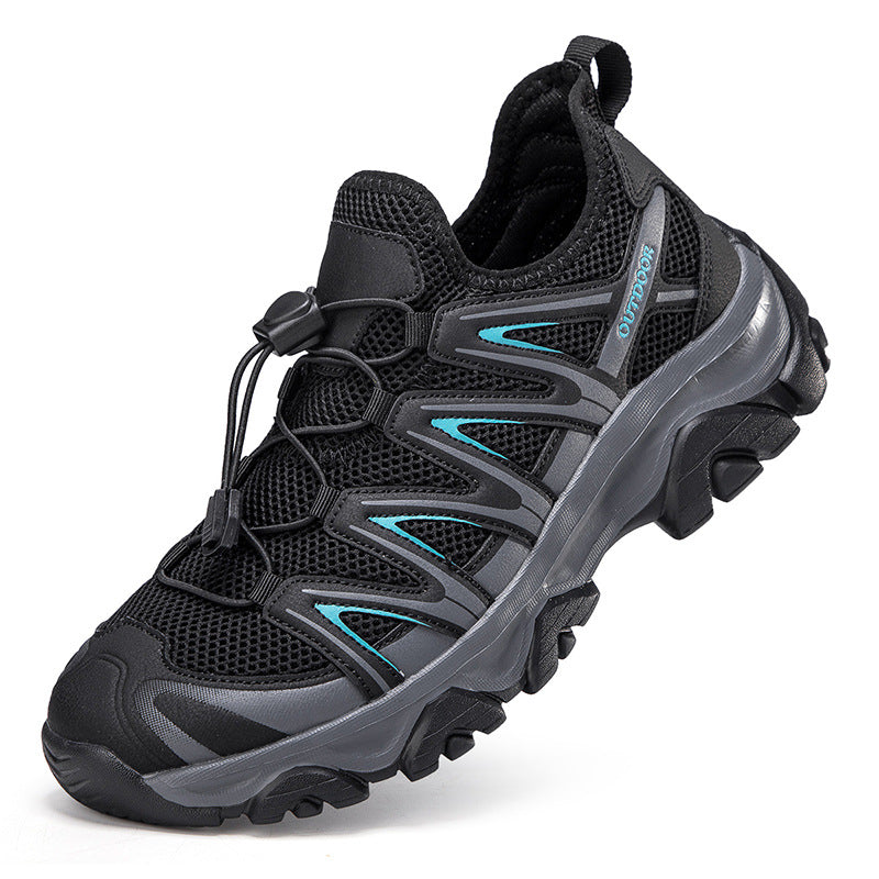 ⏰LAST DAY – 60% OFF🛒 Men's Lightweight Breathable Outdoor Hiking Shoes with Elastic Laces - Comfortable Running and Trekking Sneakers