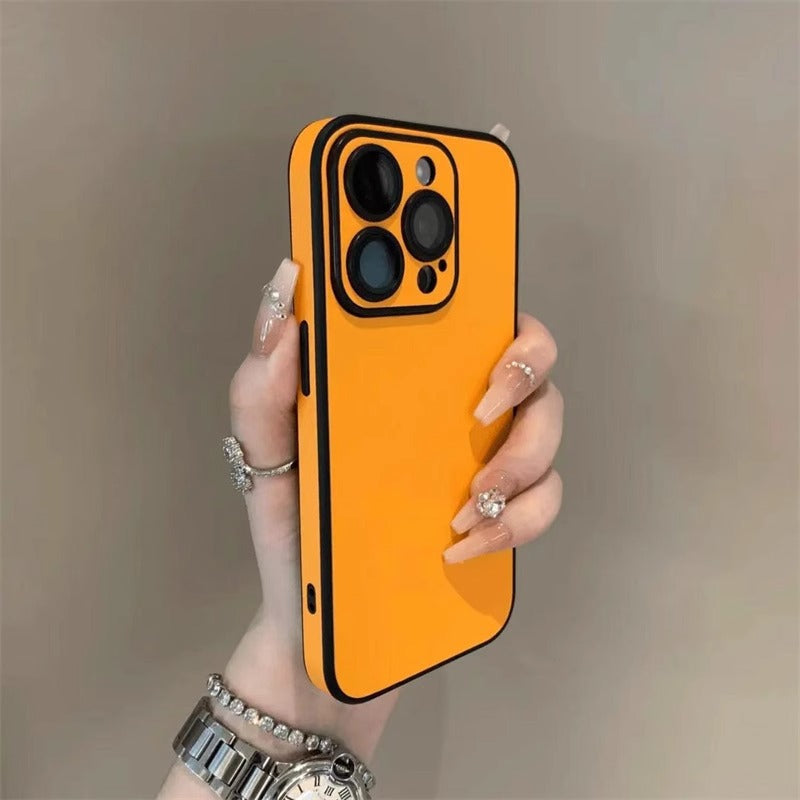 Simple Pure Pigment Leather iPhone Case