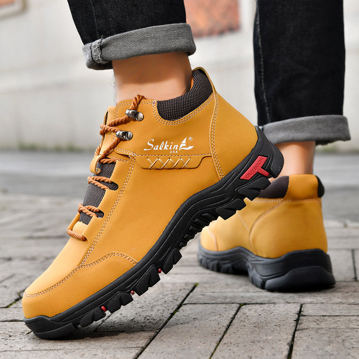 ⏰Limited-Time 70% OFF –Men’s Work Hiking Boots – Waterproof, Non-Slip, Puncture and Smash Resistant, Wide Toe, Arch Support – Ideal for Daily Wear and Outdoor Adventures