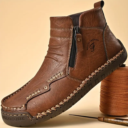 💥Last day deals💥Mens Everyday Leather Zipper Arch Support Non-Slip Boots