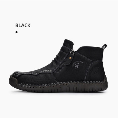 💥Last day deals💥Mens Everyday Leather Zipper Arch Support Non-Slip Boots