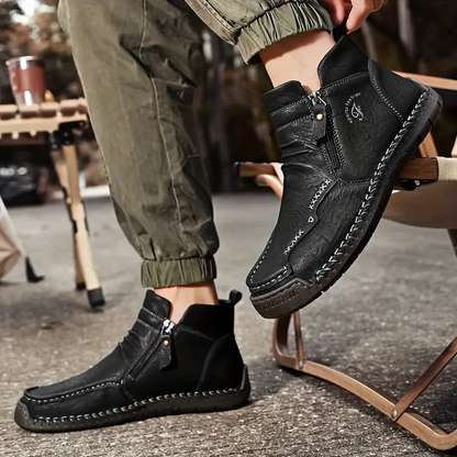 💥Last day deals💥Mens Everyday Leather Zipper Arch Support Non-Slip Boots