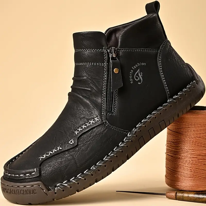 💥Last day deals💥Mens Everyday Leather Zipper Arch Support Non-Slip Boots