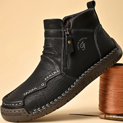 💥Last day deals💥Mens Everyday Leather Zipper Arch Support Non-Slip Boots