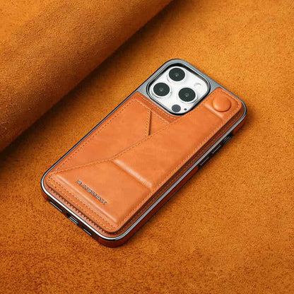 Full-cover Artificial Leather Case with Wristband Stand & Card Slot Suitable for iPhone Series